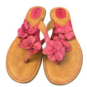BOC Born Womens Size 10 Faux Leather Pink Floral Petal Thong Flip Flops Sandals